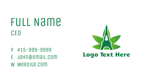 Green Cannabis Tower Business Card Design Image Preview