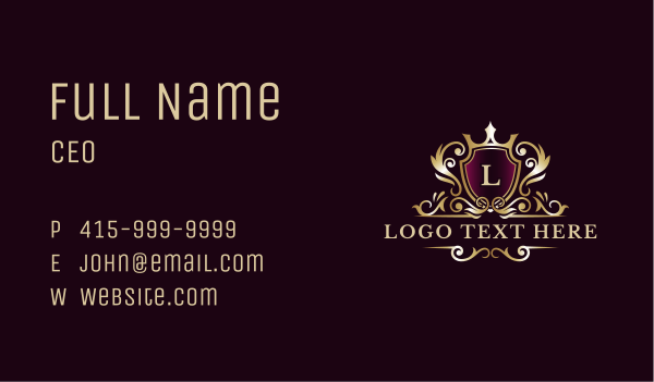 Wreath Crown Shield Business Card Design Image Preview