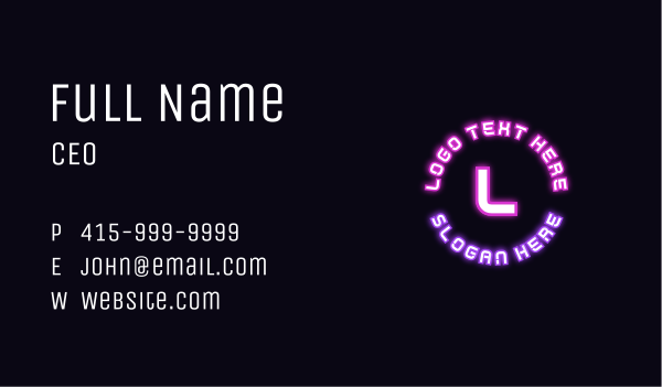 Bright Neon Letter Business Card Design Image Preview