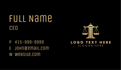 Law Column Justice Scale Business Card Image Preview