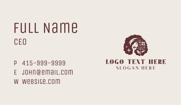 Salon Curly Hairstyle Business Card Design