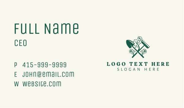 Gardener Shovel Rake Business Card Design Image Preview