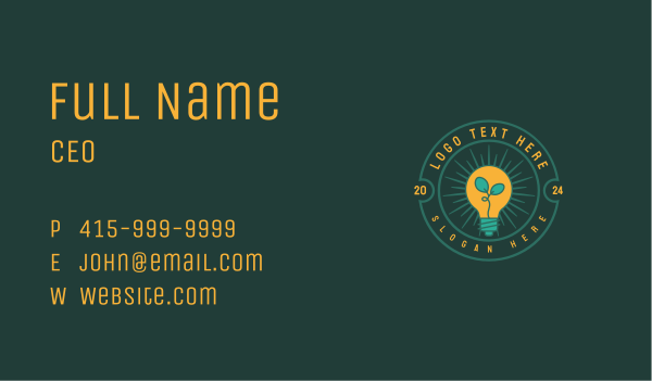 Eco Power Lightbulb Business Card Design Image Preview