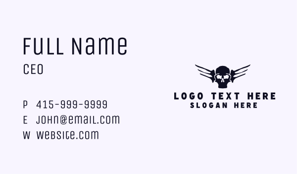 Skull Wings Tattoo Business Card Design Image Preview