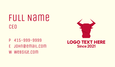 Origami Bull Craft Business Card Image Preview