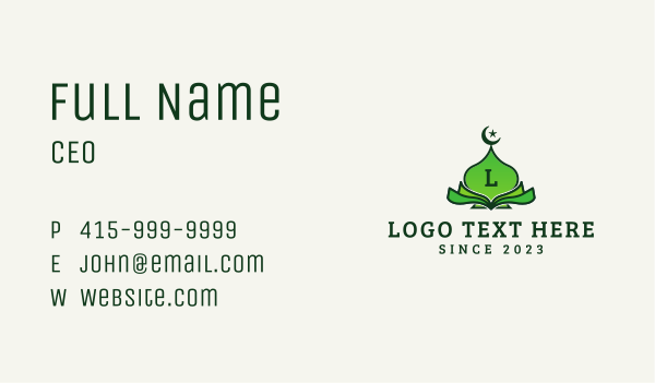 Green Mosque Quran  Business Card Design Image Preview