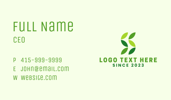 Green Letter S Leaf Business Card Design Image Preview