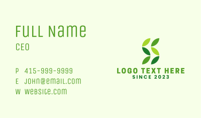 Green Letter S Leaf Business Card Image Preview