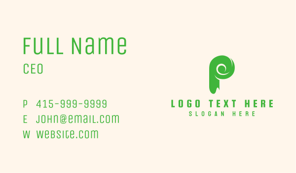 Green Eco Letter P Business Card Design Image Preview