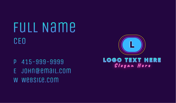 Neon Disco Letter Business Card Design Image Preview
