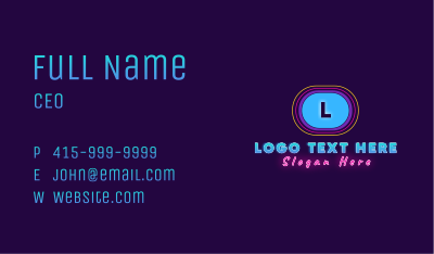 Neon Disco Letter Business Card Image Preview