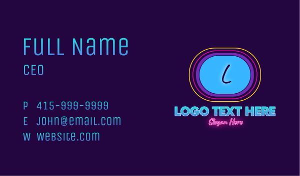 Neon Disco Letter Business Card Design