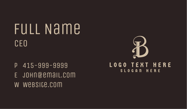 Calligraphy Letter B Business Card Design Image Preview