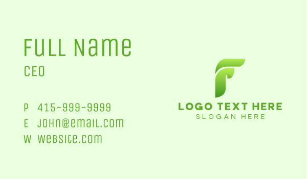 Green Startup Letter F Business Card Design