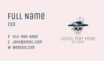 Feather Hat Sugar Skull Business Card Image Preview