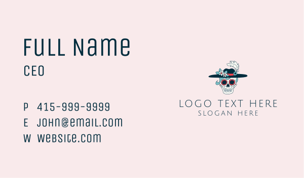 Feather Hat Sugar Skull Business Card Design Image Preview