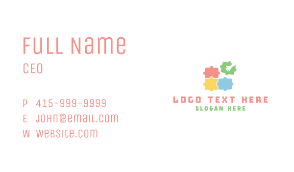 Puzzle Game Learning Business Card Design Image Preview