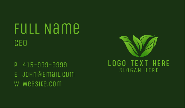 Natural Leaf Garden Letter V Business Card Design Image Preview