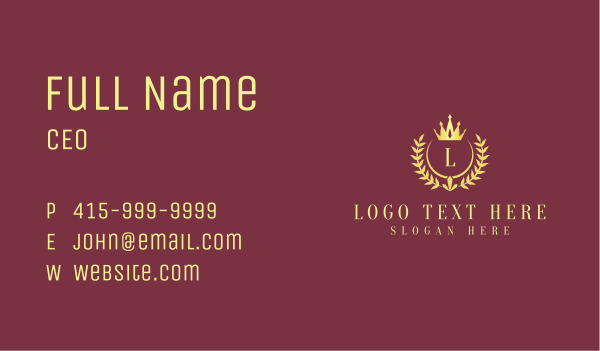 Golden Crown Wreath Letter Business Card Design Image Preview