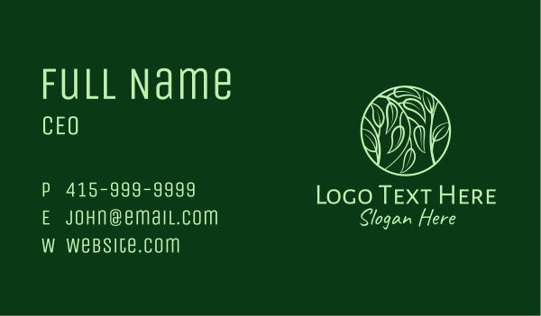Leafy Herbs Circle  Business Card Design Image Preview