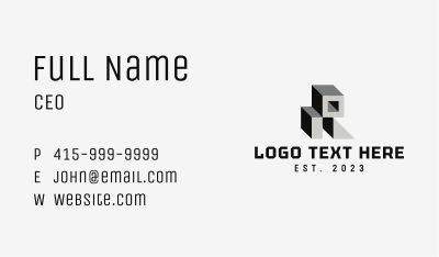 3D Application Letter R Business Card Image Preview