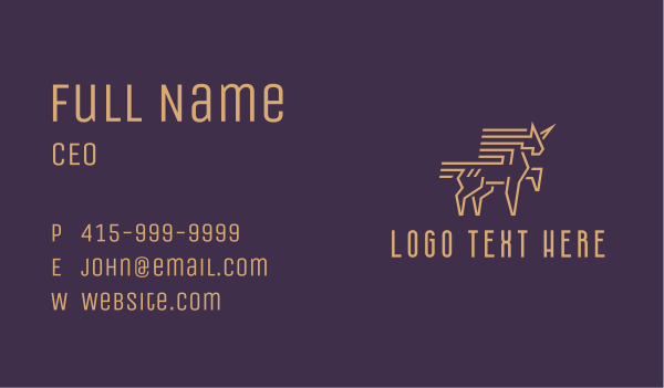 Gold Unicorn Equestrian Business Card Design Image Preview