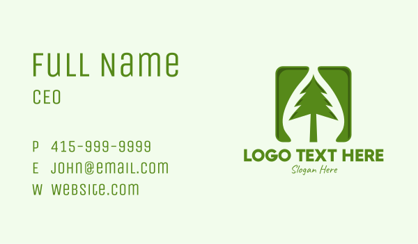 Green Forest Tree App Business Card Design