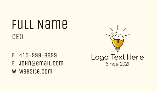 Light Bulb Beer Business Card Design Image Preview