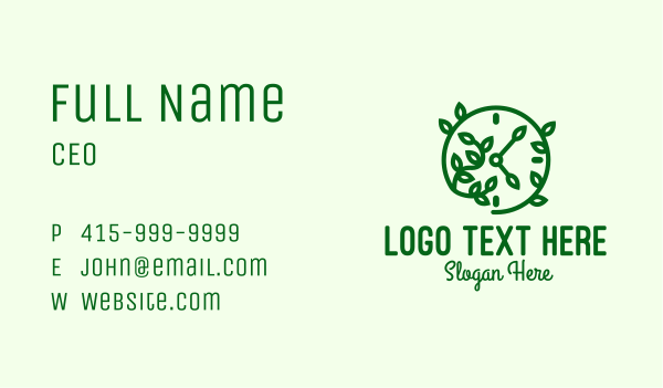 Green Nature Time Clock Business Card Design Image Preview