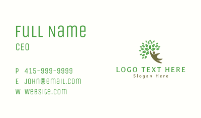 Green Eco Human Tree Business Card Image Preview