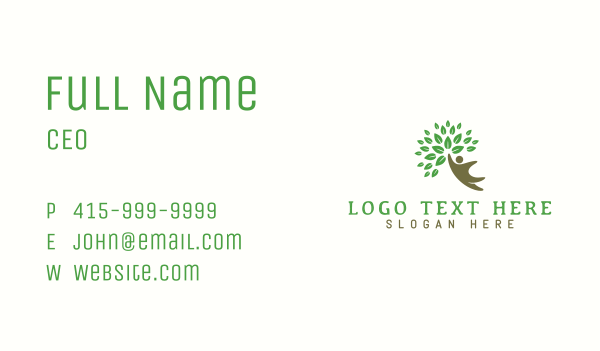 Green Eco Human Tree Business Card Design Image Preview
