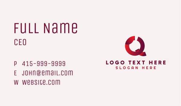 Creative Gradient Letter Q Business Card Design Image Preview