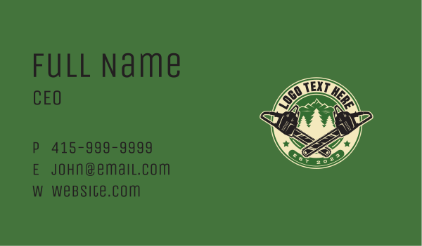 Chainsaw Forest Logger Business Card Design Image Preview
