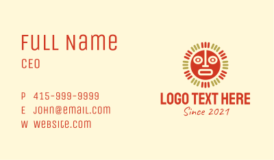 Mayan Sun Mask Business Card Image Preview