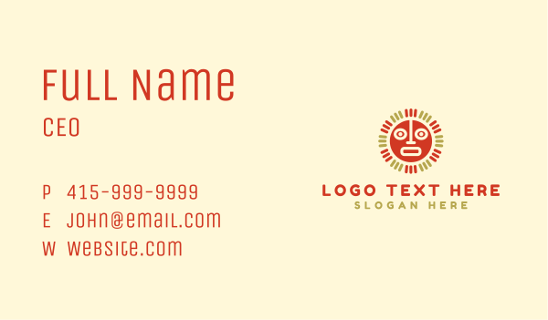 Mayan Sun Mask Business Card Design Image Preview