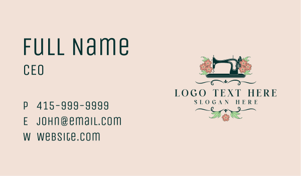 Floral Sewing Machine Business Card Design Image Preview