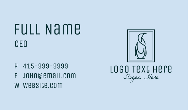 Penguin Picture Frame Business Card Design Image Preview
