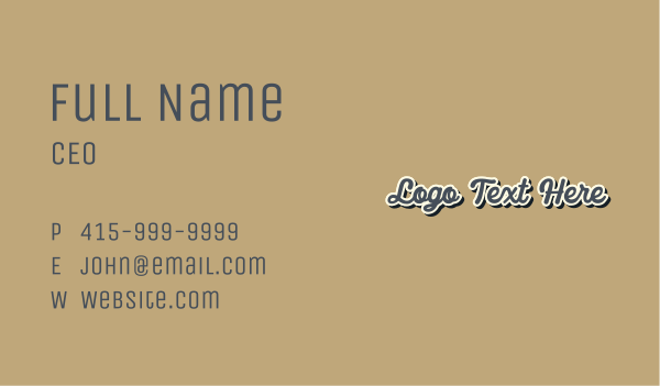 Retro Cursive Wordmark Business Card Design Image Preview