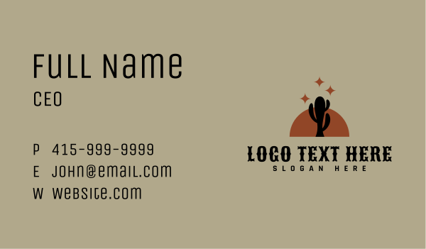 Vintage Desert Cactus Business Card Design Image Preview