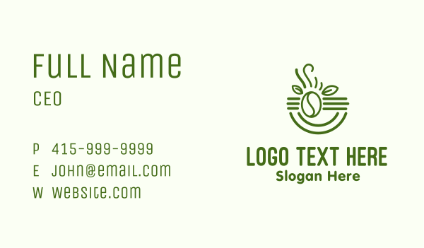 Organic Leaf Coffee Bean Business Card Design Image Preview