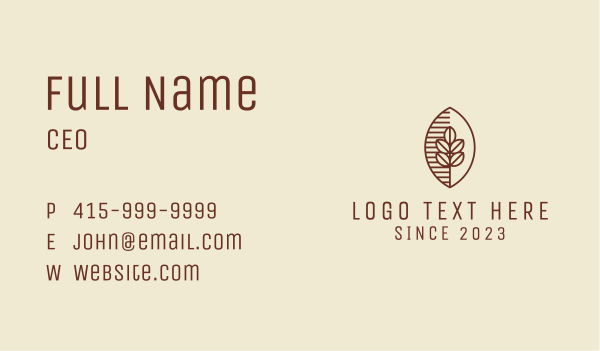 Organic Coffee Bean Cafe Business Card Design Image Preview