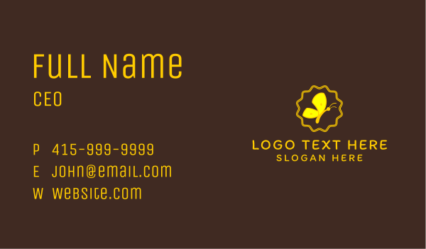Cute Yellow Butterfly  Business Card Design Image Preview