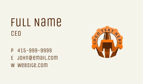 Excavator Cog Backhoe Business Card Design Image Preview