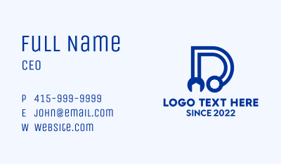 Repair Wrench Letter D  Business Card Image Preview