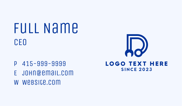 Repair Wrench Letter D  Business Card Design Image Preview