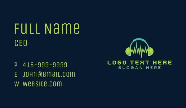 Sound Recording Headphones  Business Card Design Image Preview