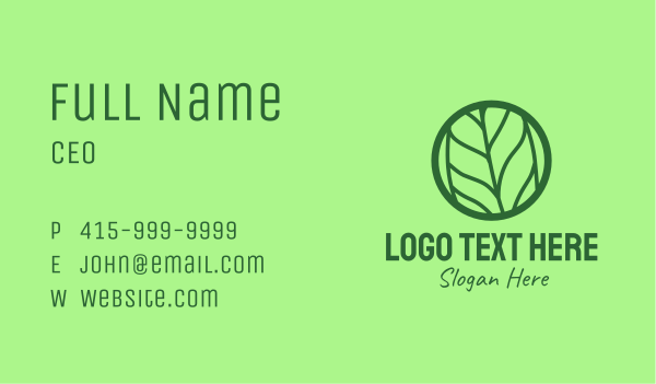 Green Leaf Badge Business Card Design Image Preview