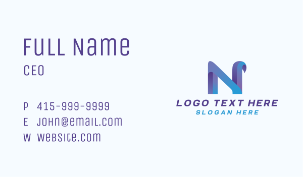 Gradient Modern Letter N Business Card Design Image Preview
