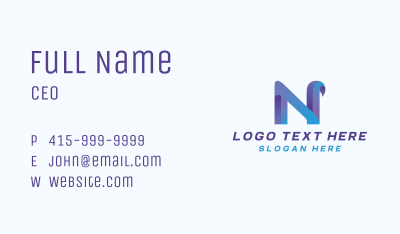 Gradient Modern Letter N Business Card Image Preview