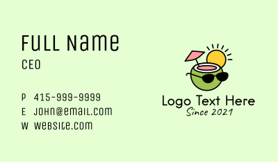 Cool Coconut Drink  Business Card Image Preview